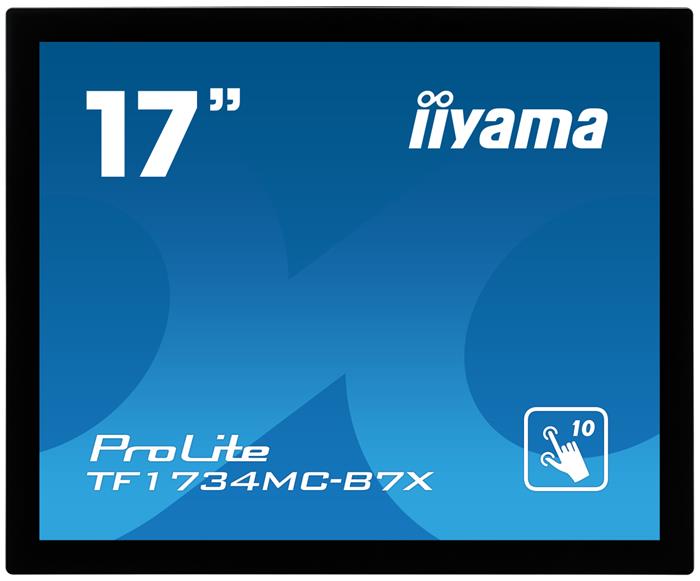 17" iiyama TF1734MC-B7X: TN, 1280x1024, capacitive, 10P, 350cd/m2, VGA, DP, HDMI, IP65, černý