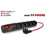 Acar F5  10m kabel, 5 zásuvek, přepěťová ochrana, max.proud 16A, černý