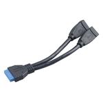 AKASA interní USB 3.0 kabel, 19pin -> 2x A(f), 15cm