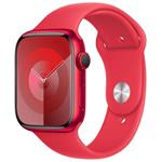 Apple Watch Series 9 Cellular 45mm červený hliník s červeným sportovním řemínkem S/M