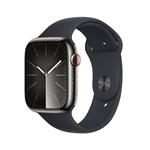 Apple Watch Series 9 Cellular 45mm Grafitová ocel s temně inkoustovým sportovním řemínkem S/M