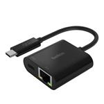 Belkin USB-C adaptér s Gigabit Ethernetem RJ45 + 60W napájení, černý