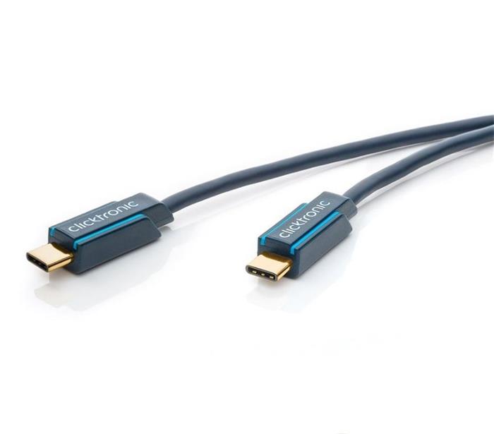 ClickTronic HQ OFC Kabel USB 3.0 konektor C/male - USB 3.0 C/male, modrý, 2m