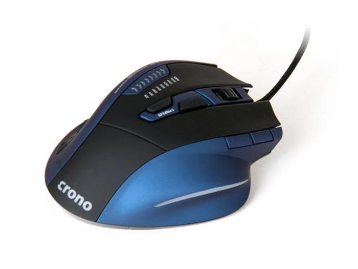 Crono CM638, laserová myš, 8200dpi, 12 tlačítek, USB, černo-modrá