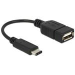 Delock adaptér kabel USB Typ-C -> USB 2.0 typ A samice, 15cm, černý