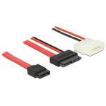 Delock Cable Slim SATA female > SATA 7 pin + 2 pin power male 70 cm