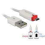 Delock datový a napájecí kabel USB 2.0-A samec > Micro USB-B samec s LED indikátorem, bílý