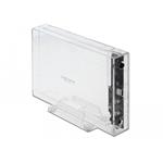 Delock externí box pro 3.5" SATA HDD, USB-C, beznástrojový, transparentní