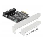 Delock interní USB 3.0 řadič se dvěma 19-pinovými konektory, LP, PCIe-x1 2.0