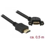 Delock Kabel HDMI 1.4 A samec > A samice montážní panel 110°, 0.5m