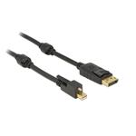 Delock Kabel mini Displayport 1.2 samec se šroubky > Displayport samec 4K černý 1 m