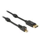 Delock Kabel mini Displayport 1.2 samec se šroubky > Displayport samec 4K černý 2 m