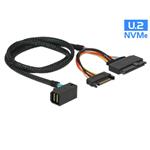 Delock Kabel SFF-8643 samice pravoúhlý > U.2 SFF-8639 samec + napájecí konektor SATA, 75 cm