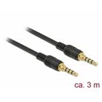 Delock Kabel Stereo Jack 3,5 mm 4 pin samec > samec 3 m černý