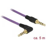 Delock Kabel Stereo Jack 3,5 mm 4 pin samec > samec pravoúhlý 5 m fialový