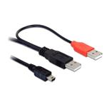 Delock napájecí Y kabel, 2xUSB A na mini USB B, 1 metr