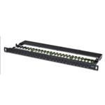 Digitus CAT 6 patch panel, nestíněný,24-Port RJ45, s klapkou, 8P8C, LSA, 0.5U, 19 "pro montáž do racku, barva černá RAL