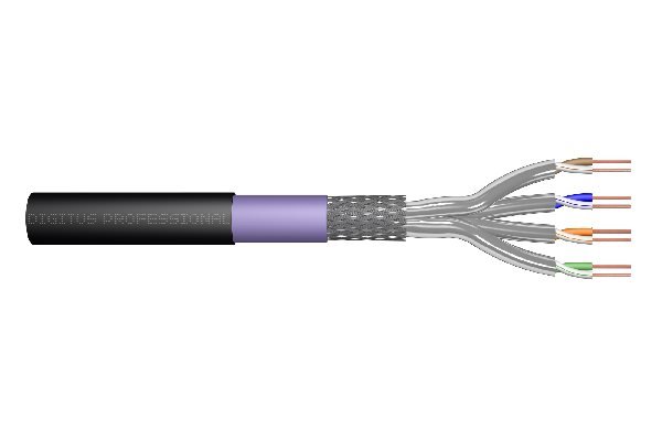 DIGITUS CAT 7 S-FTP PiMF instalační kabel, 20m, AWG 23/1, 1200 MHz, outdoor, PE, simplex, černý