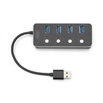 DIGITUS USB 3.0 Hub, 4 porty, přepínač Hliníkové pouzdro