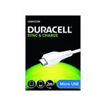 Duracell napájecí a synchronizační micro USB kabel, 2m, bílý