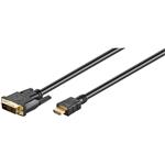 DVI-HDMI kabel, DVI-D(M) - HDMI M, 2m, zlacené konektory