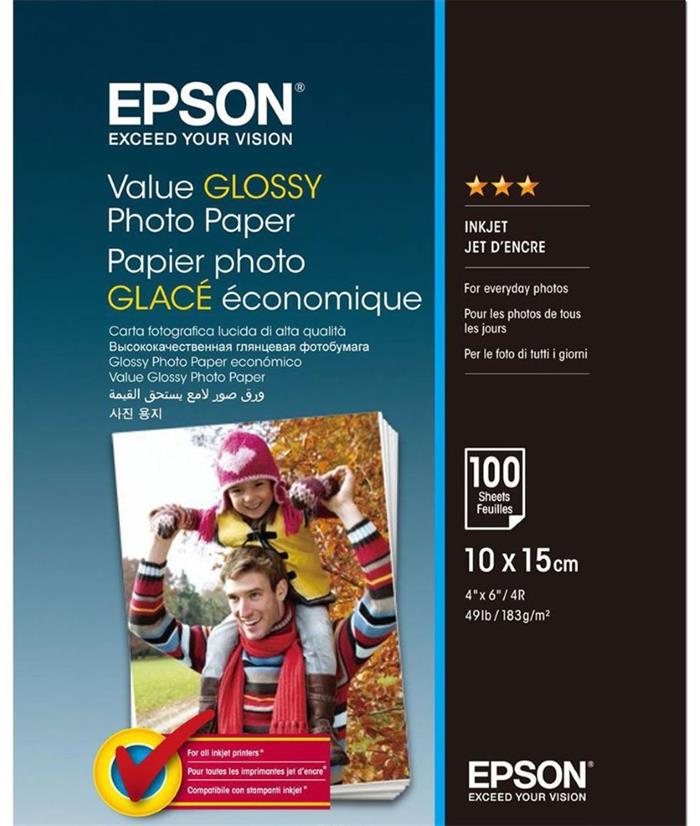 EPSON Value Glossy Photo Paper, 10x15cm, 183g, 100 listů