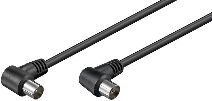 Goobay anténní kabel, 75 Ohm, PAL, M-F, 2.5m, lomený na obou koncích, černý