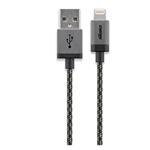 Goobay Lightning iPhone nabíjecí a synchronizační kabel,  opletený, černo-stříbrný, 8pin - USB A M/M, 1m  