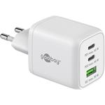 goobay Napájecí a nabíjecí adaptér 230V na 2x USB-C a 1x USB-A PD (Quick charge)  65W, bílý