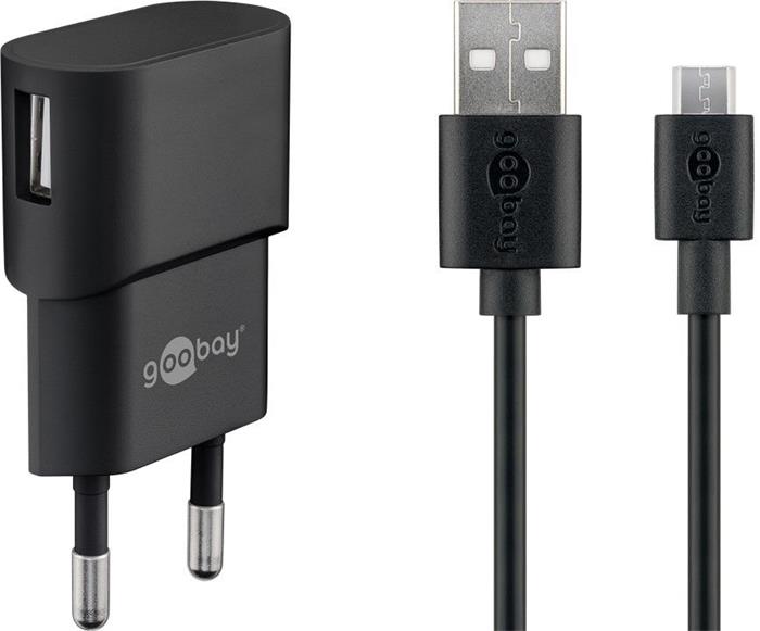 goobay Napájecí a nabíjecí adaptér 230V na USB 5V/1A + micro USB kabel 1m