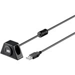Goobay prodlužovací USB 2.0 kabel s držákem, 2m, černý