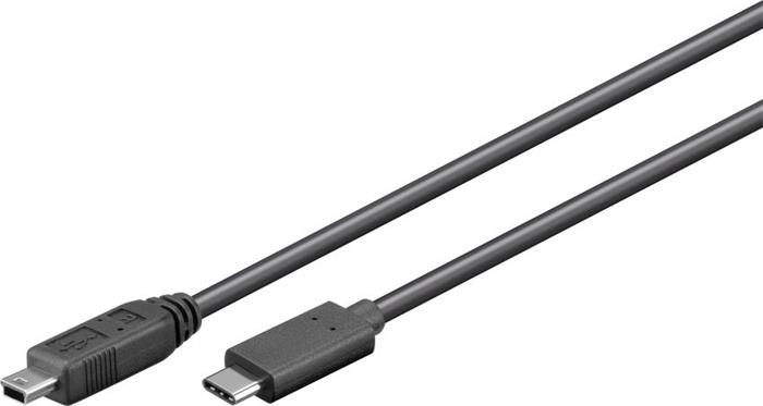 Goobay USB 2.0 kabel, mini USB-B (M) -> USB-C (M), 0.5m, černý