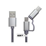 iGET G2V1 - USB kabel Micro USB/ USB - C dlouhý pro veškeré mobilní telefony