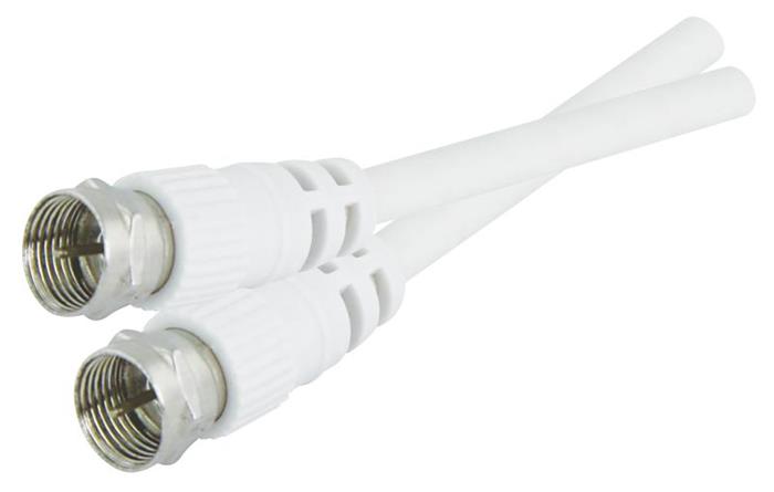 Koaxiální kabel s F-konektory kabelové TV, satelit, bílý, 2.5m, bílá