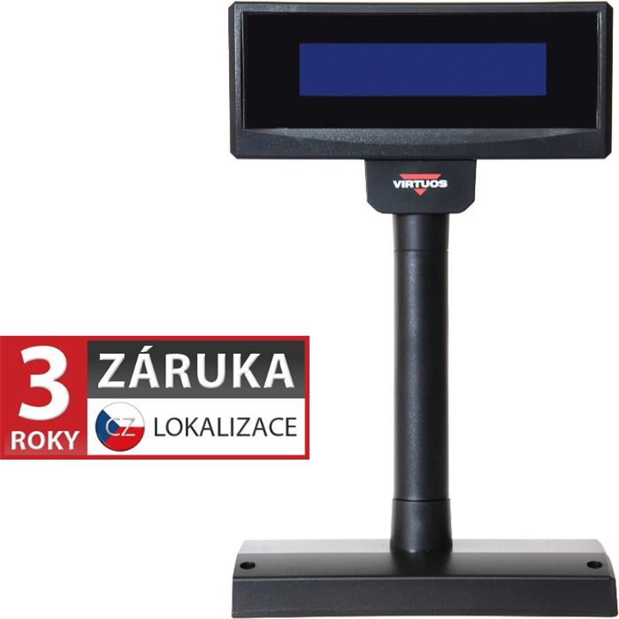 LCD zák.displej FL-2024MB 2x20 RS232, černý, bez zdroje