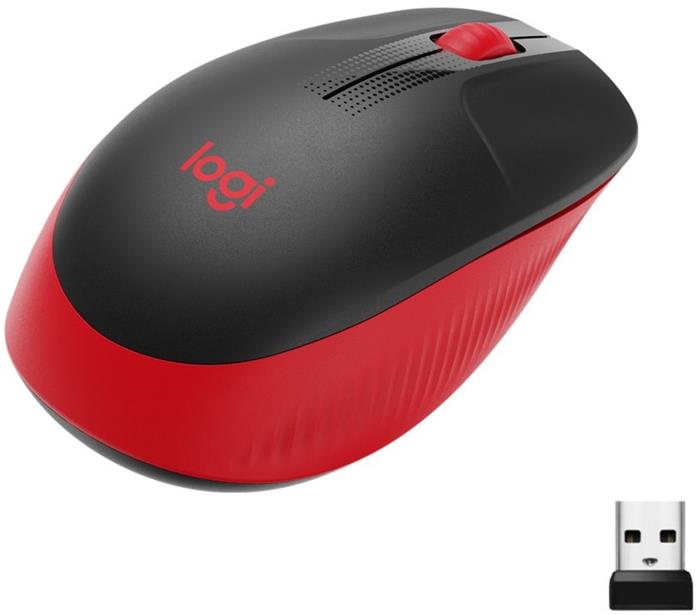 Logitech M190, bezdrátová myš pro desktop, 1000dpi, USB, červená