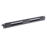 Masterlan patch panel 19", 16xRJ45, Cat6, 1U, s vyvazovací lištou, černý