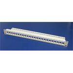 Patchpanel pro keystone 19" kat. 5 / 6 / 6a UTP, 24 portů, neosazený, s vyvazováním, šedý