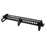 Patchpanel pro keystone 19'', STP, 16 portů, neosazený, černý