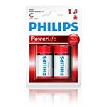 Philips baterie C PowerLife, alkalická - 2ks