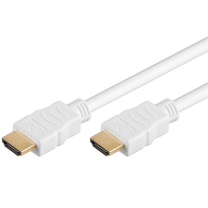 PremiumCord HDMI 1.4 kabel, 5m, bílý, zlacené konektory