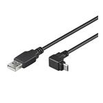 PremiumCord Kabel micro USB 2.0, A-B, konektor do úhlu 90°, 3m 