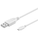 PremiumCord Kabel micro USB, A-B 1m, bílá