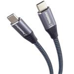 PremiumCord Kabel USB-C M/M, 100W 20V/5A 480Mbps bavlněný oplet, 1,5m