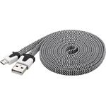 PremiumCord propojovací micro USB 2.0 kabel, A-B, 2m, plochý textilní kabel