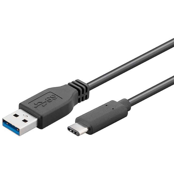 PremiumCord propojovací USB 3.0 kabel, USB-A -> USB-C, 15cm, černý