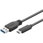 PremiumCord propojovací USB 3.0 kabel, USB-A -> USB-C, 15cm, černý