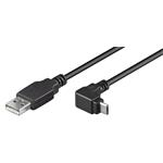 PremiumCord USB 2.0 kabel, USB-C -> micro B, M/M, 1.8m, lomený 90° dolů