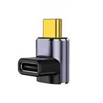 PremiumCord zahnutý 90° Adaptér USB-C Female - USB-C Male 40Gbps Aluminium