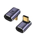 PremiumCord zahnutý 90° Adaptér USB-C Female - USB-C Male 40Gbps Aluminium